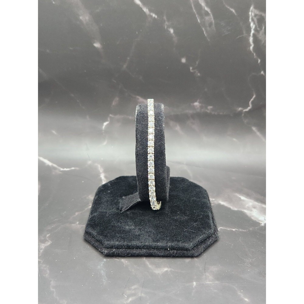 Zircon Tennis Bracelet set in Sterling Silver 7.5" 48 Stones Total